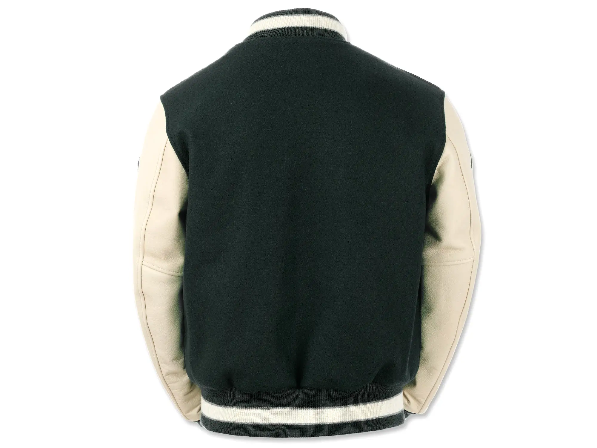 175773-350 | K SWISS X GOLDENBEAR VARSITY JACKET | EMERALD/CREAM