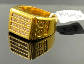 22k Solid Gold Men's Zircon Square Head Designer Ring R3010z