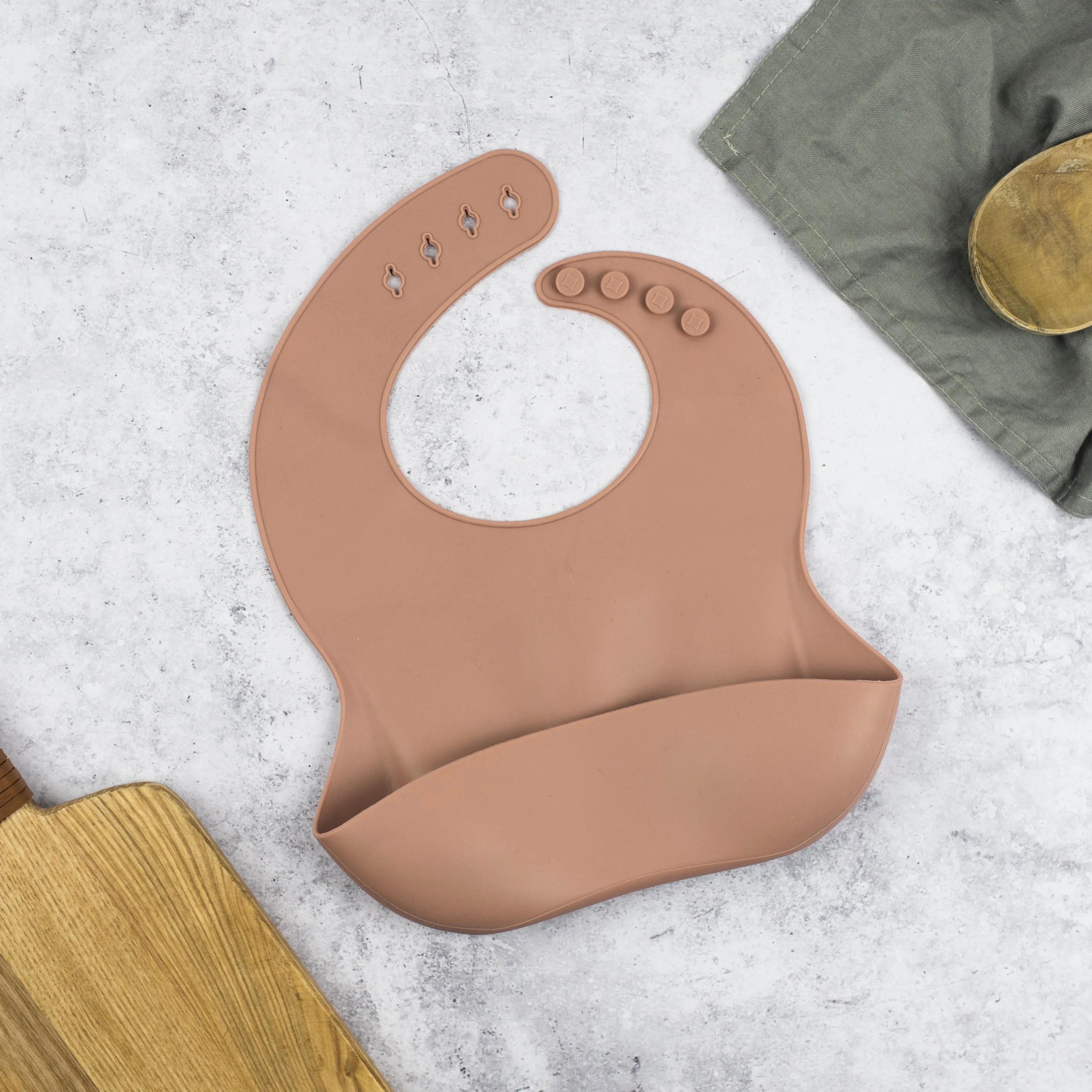 Boo Chew Silicone Bib - Burlwood