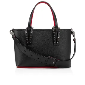 Cabata mini Tote bag - Grained calf leather and smooth calf leather - Black