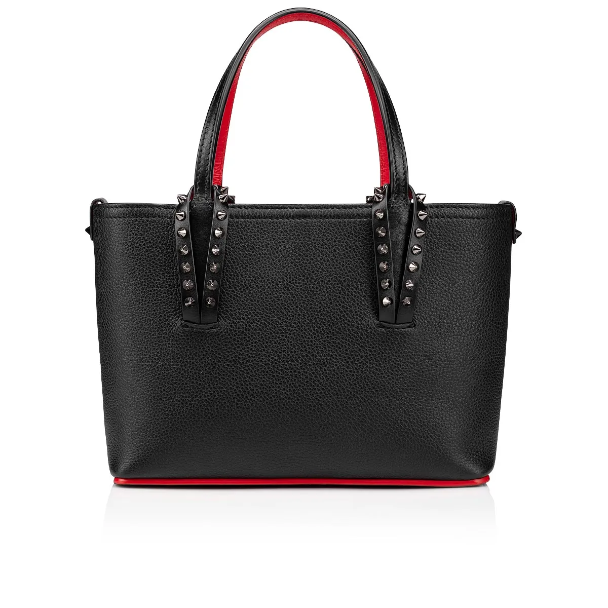 Cabata mini Tote bag - Grained calf leather and smooth calf leather - Black