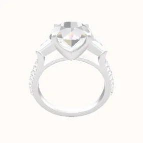 Cathedral Diamond Band with Trillion Sidestones Engagement Ring With Four Prong Head