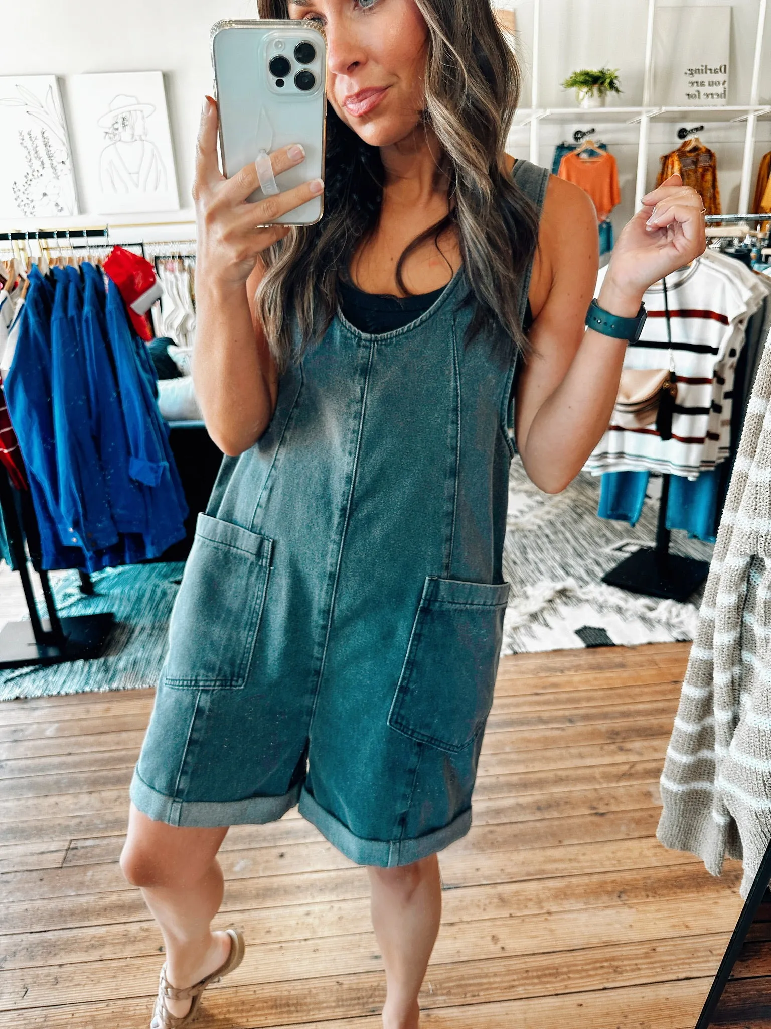 Charlene Denim Charcoal Romper