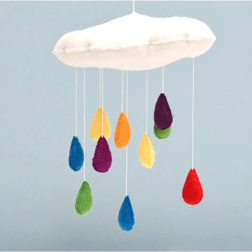 Cloud Nursery Mobile with Raindrops 3D