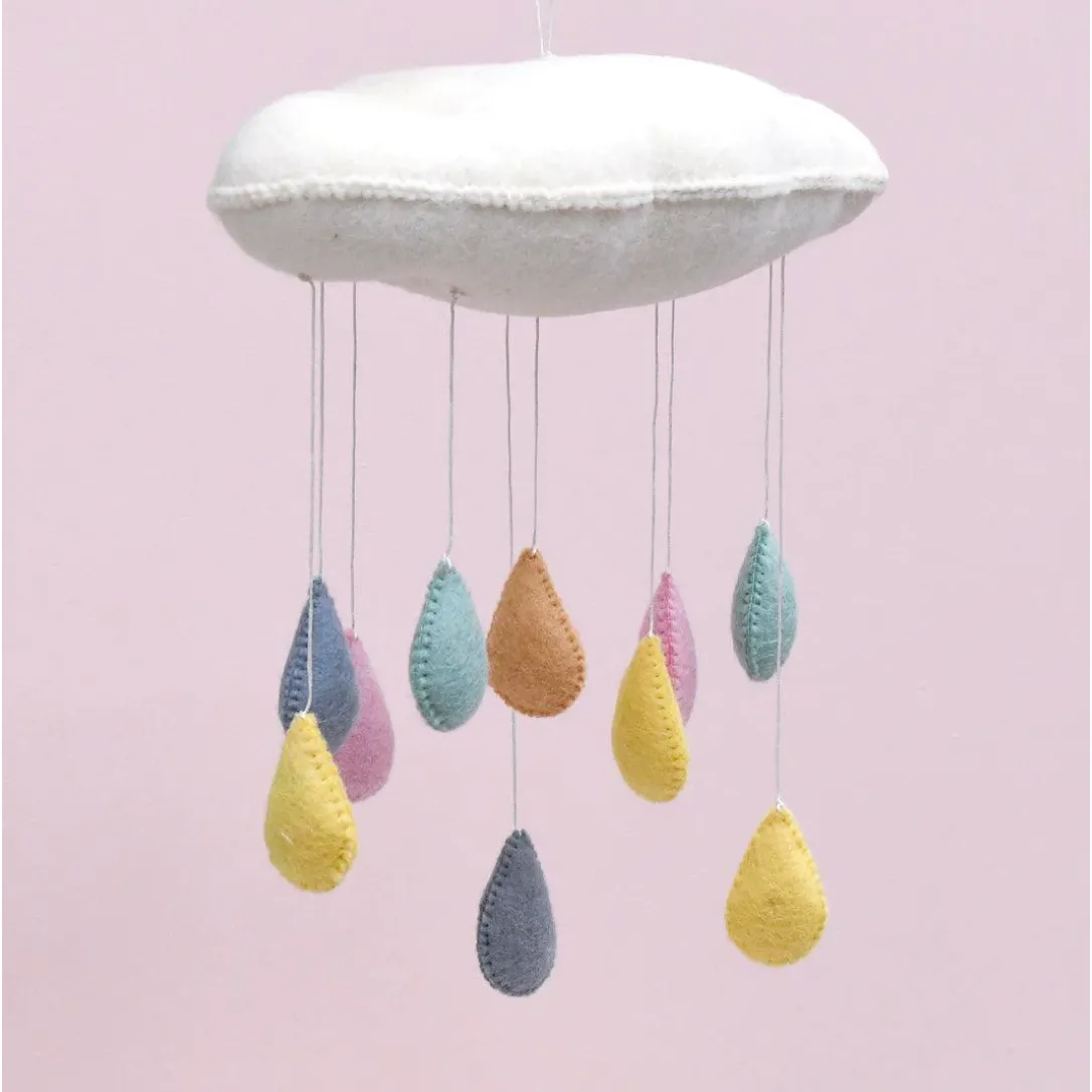 Cloud Nursery Mobile with Raindrops 3D