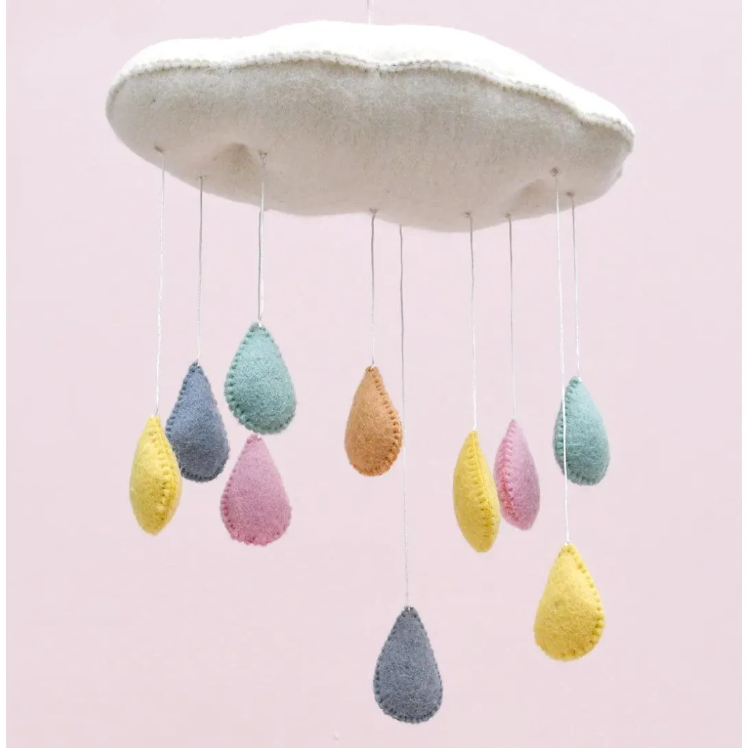 Cloud Nursery Mobile with Raindrops 3D