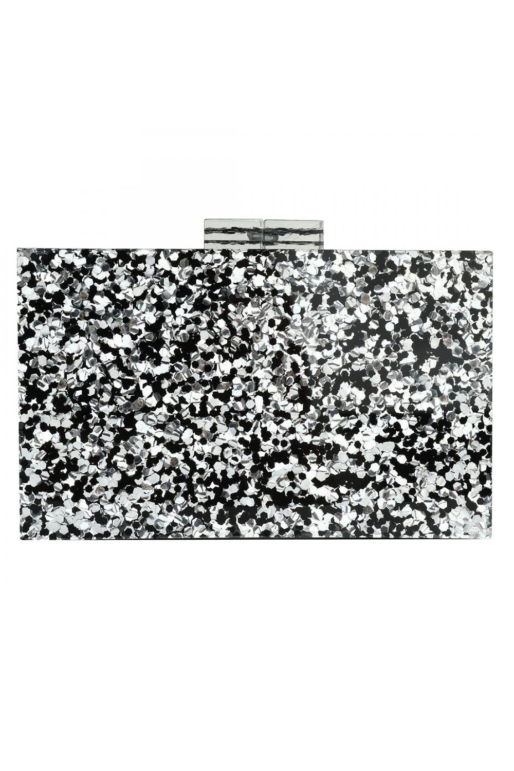 CONFETTI CLUTCH SILVER & BLACK