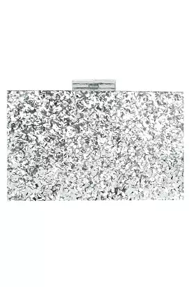 CONFETTI CLUTCH SILVER