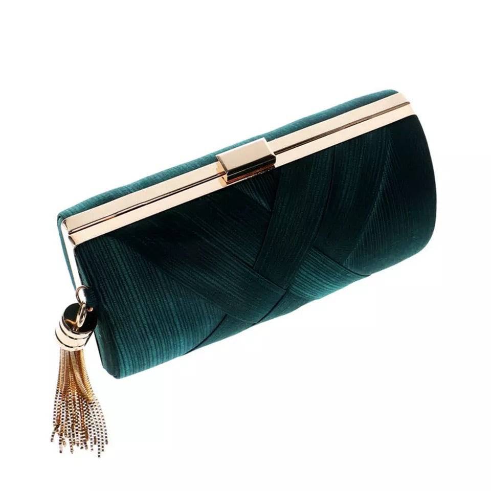 Draped Silk Rounded Evening Clutch