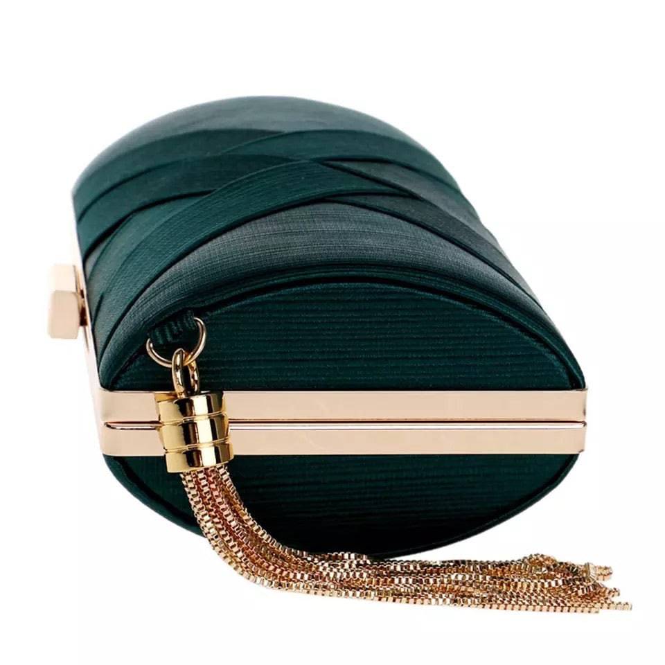 Draped Silk Rounded Evening Clutch