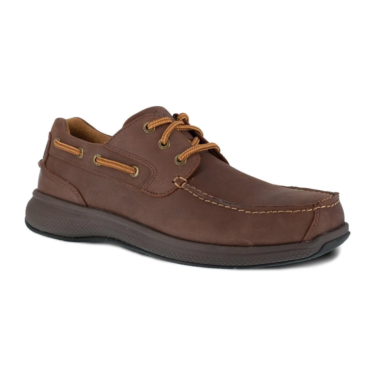 Florsheim Men’s Crazy Horse Brown Steel Toe Boat Shoe FS2326