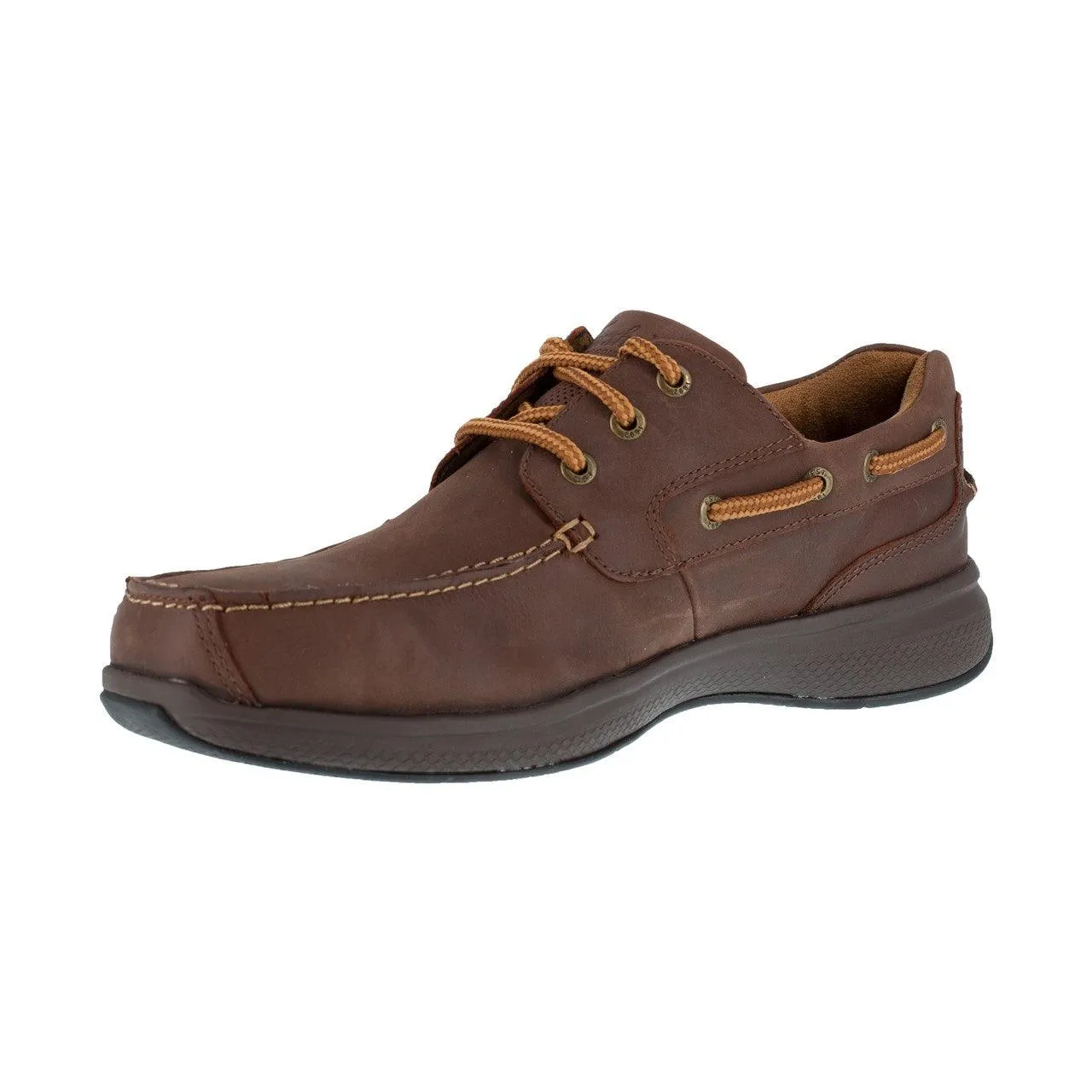 Florsheim Men’s Crazy Horse Brown Steel Toe Boat Shoe FS2326