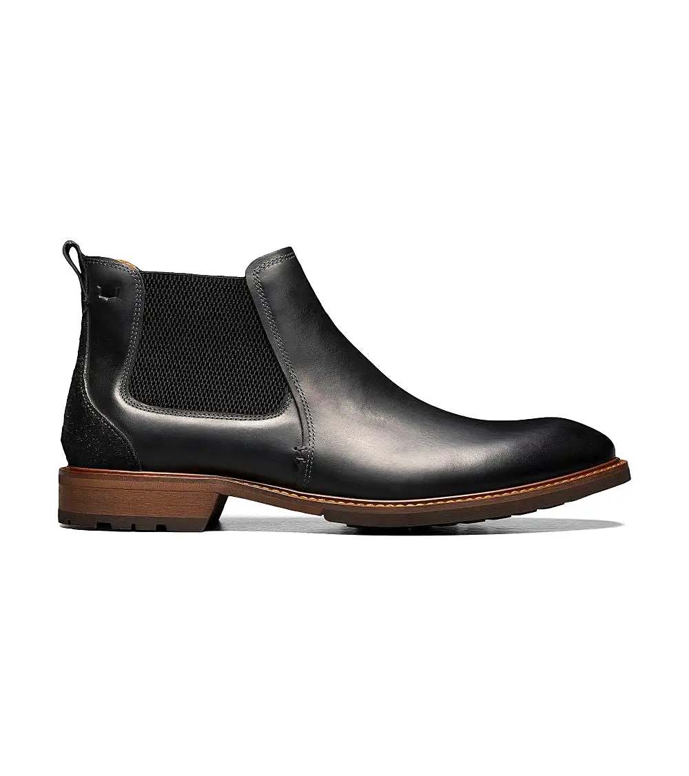 'Florsheim' Men's Lodge Plain Toe Gore Boot - Black Crazy Horse