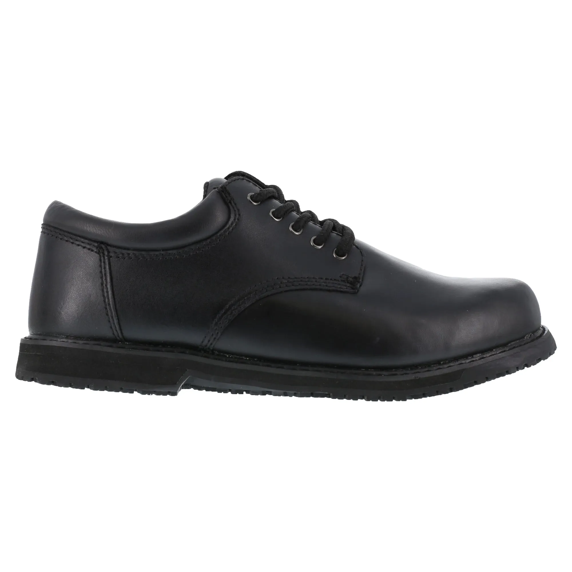 Grabbers Womens Black Leather SR Casual Oxford Friction Soft Toe