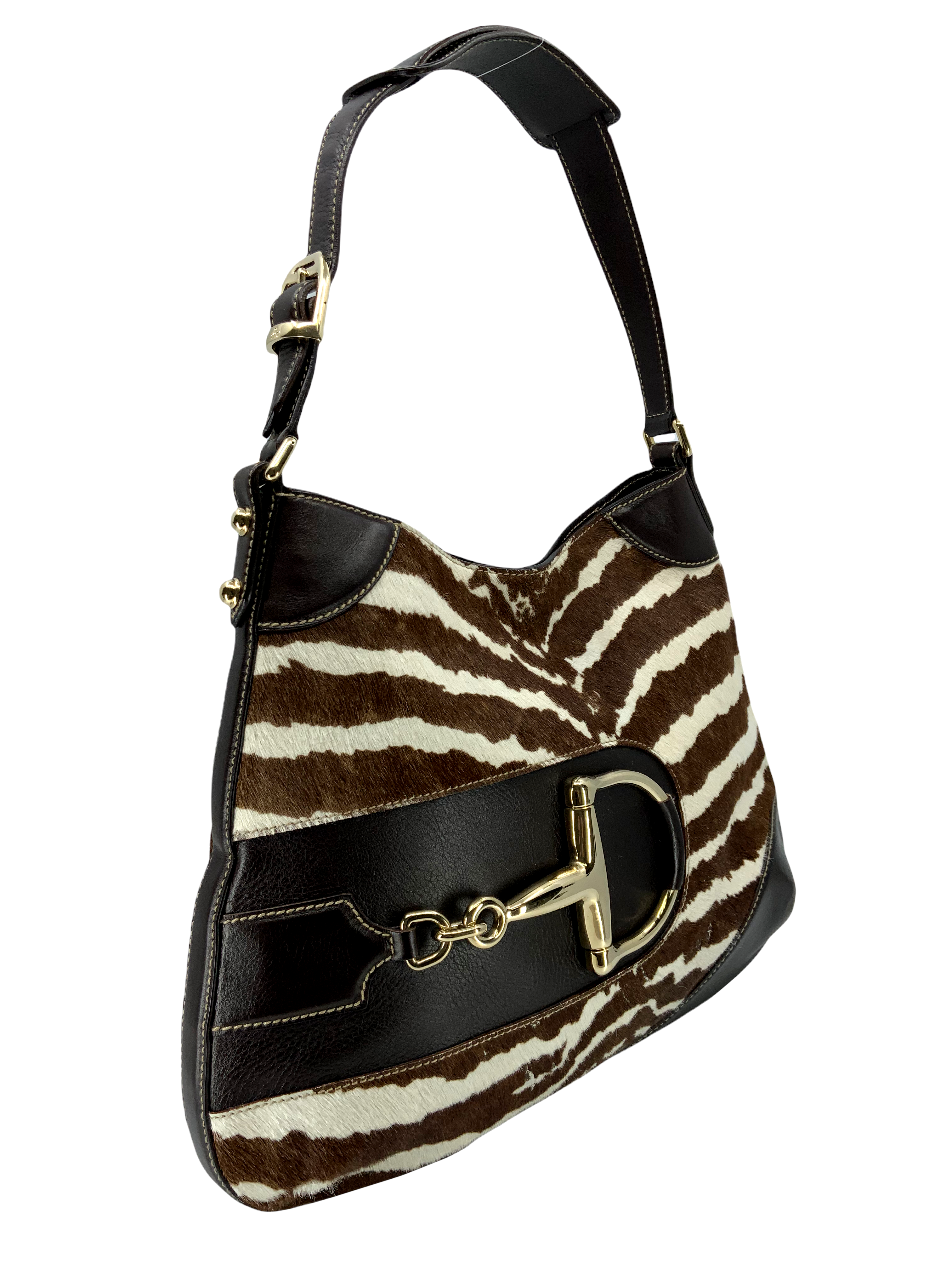 Gucci Zebra Print Pony Hair Horsebit Hasler Hobo Bag