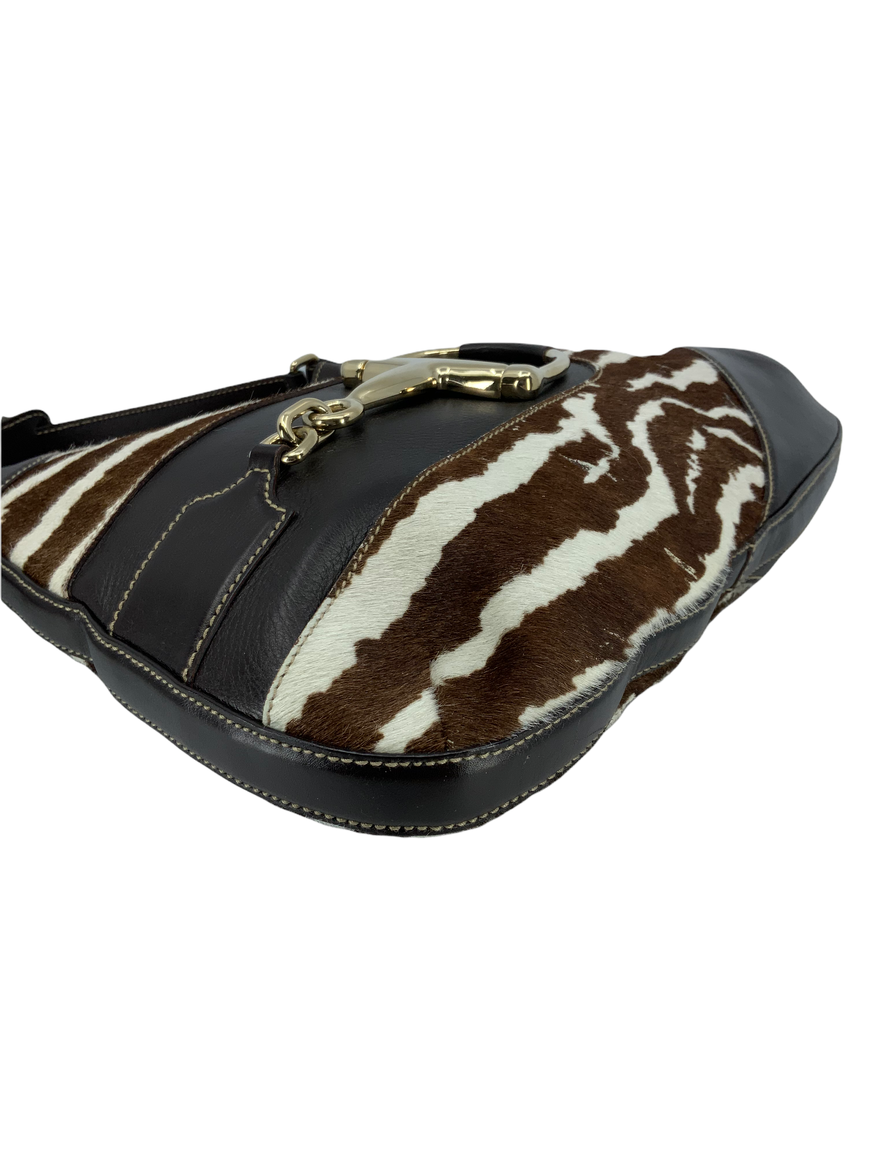 Gucci Zebra Print Pony Hair Horsebit Hasler Hobo Bag