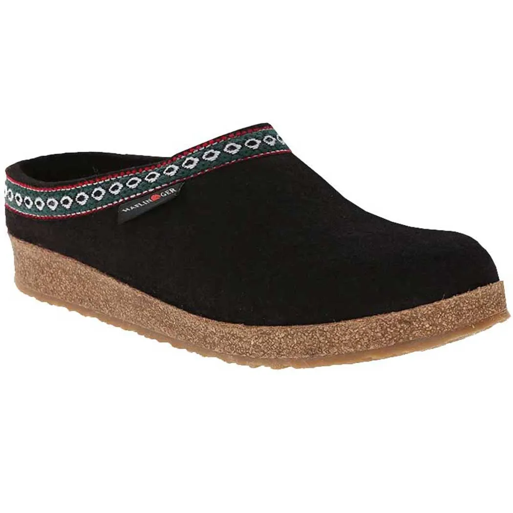 Haflinger GZ15 Classic Wool Grizzly Clog Black (Unisex)