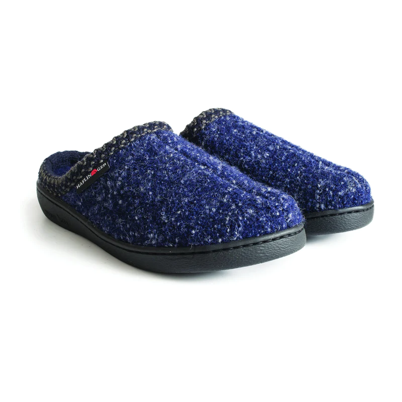 Haflinger Women’s AT Wool Clog Slippers-Speckled Navy