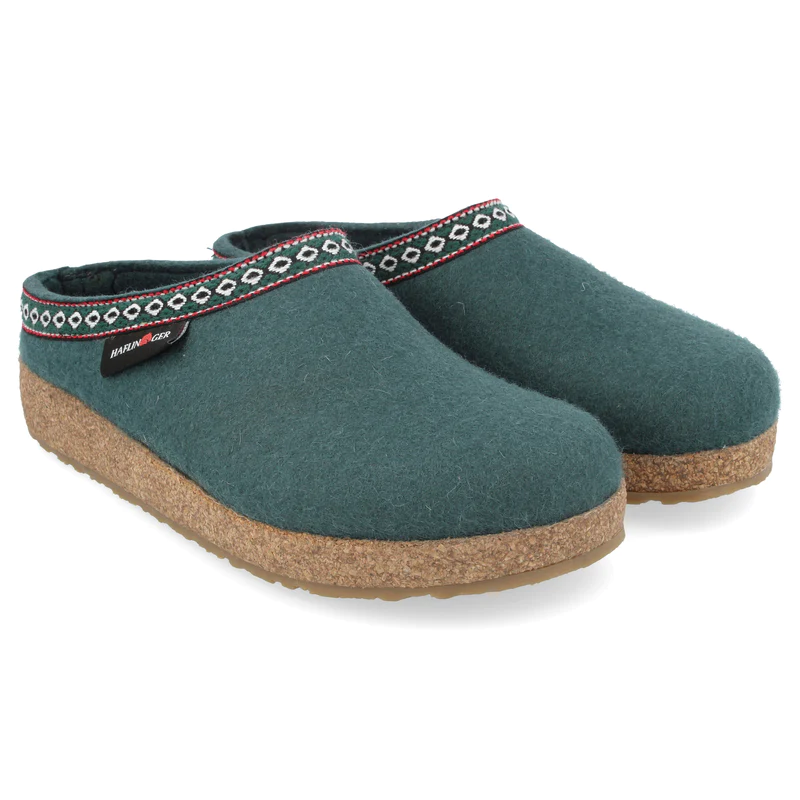 Haflinger Women’s GZ Wool Clog Slippers-Pine