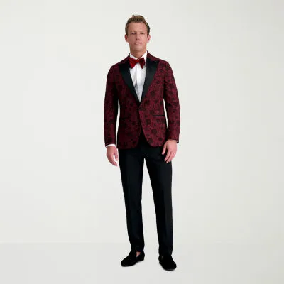 Haggar Mens Floral Stretch Fabric Slim Fit Tuxedo Jacket