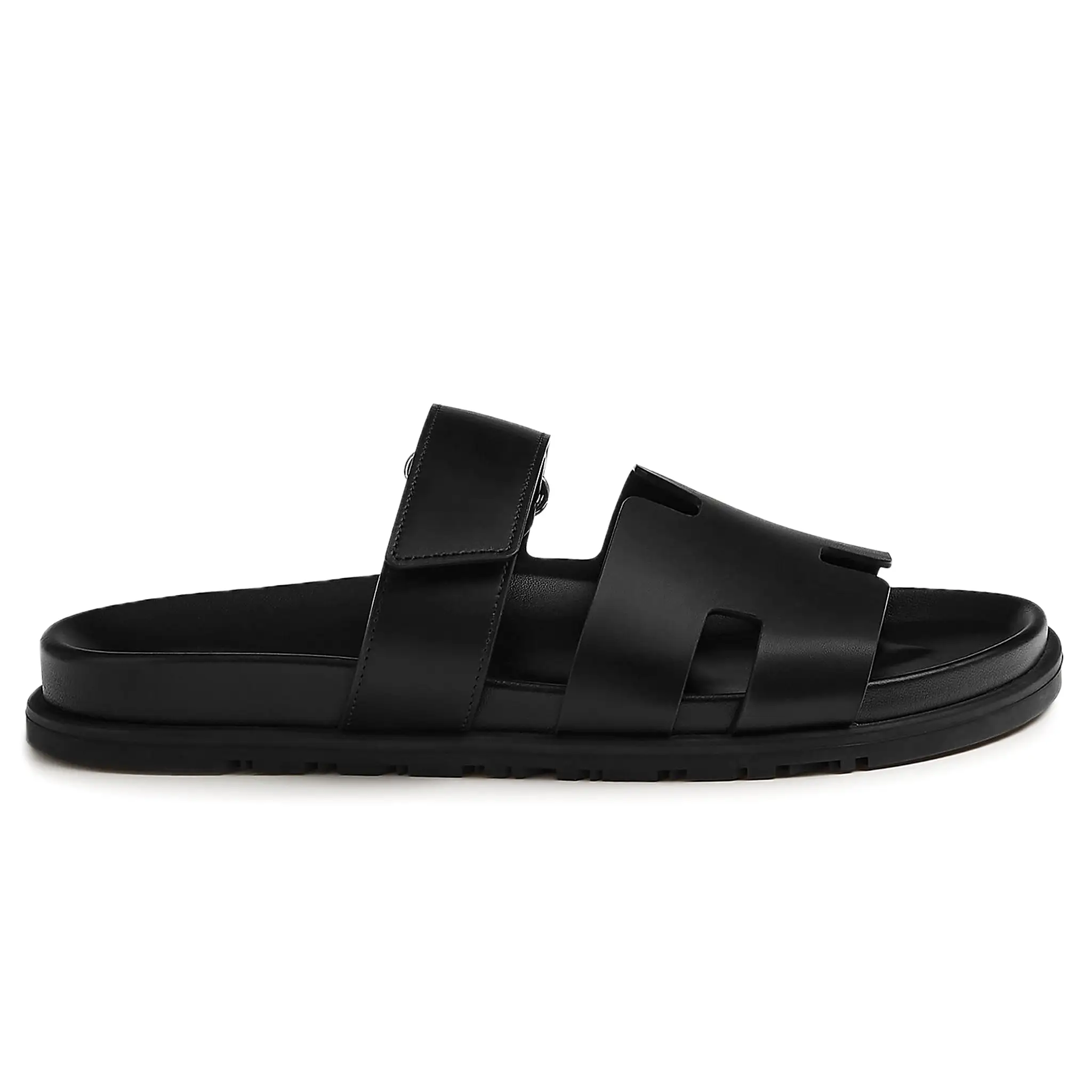 Hermes Paris Chypre Leather Sandal Black