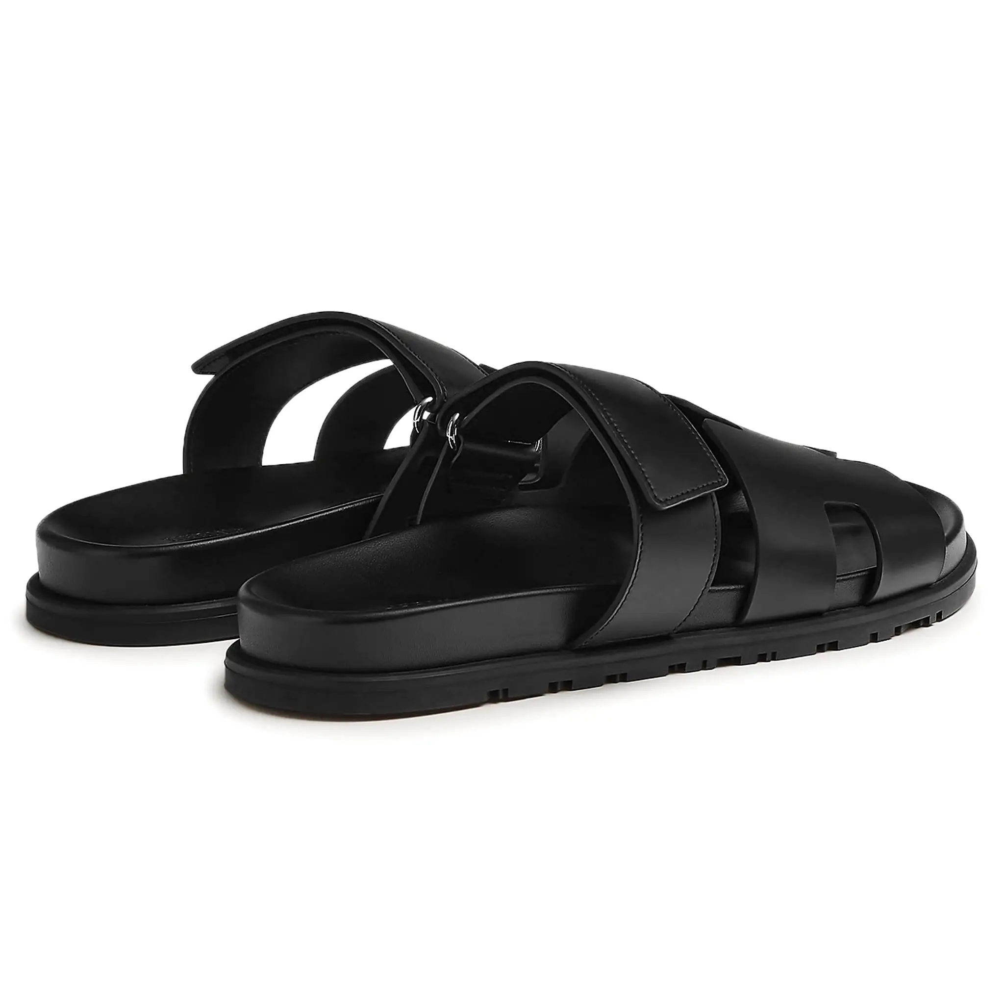 Hermes Paris Chypre Leather Sandal Black