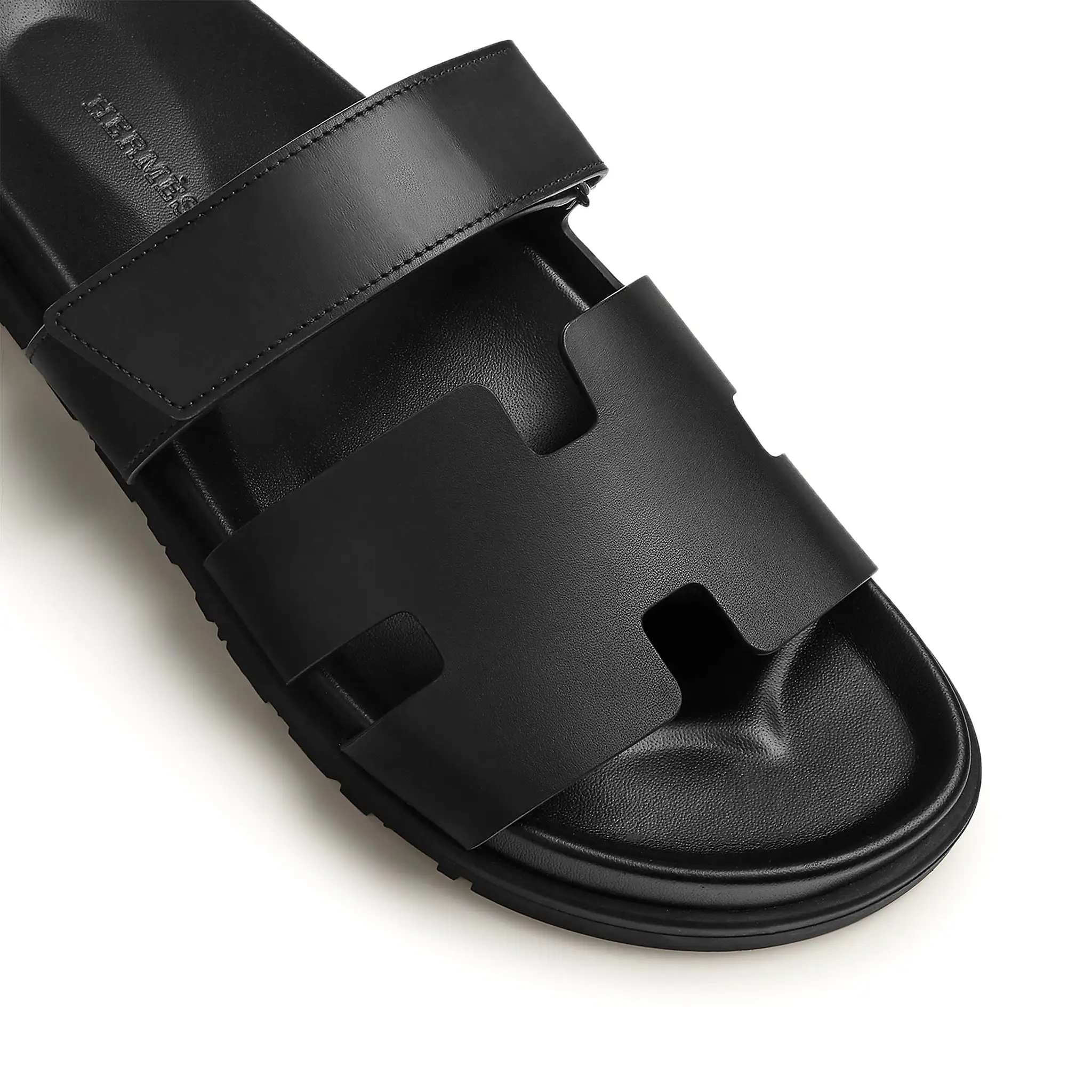 Hermes Paris Chypre Leather Sandal Black