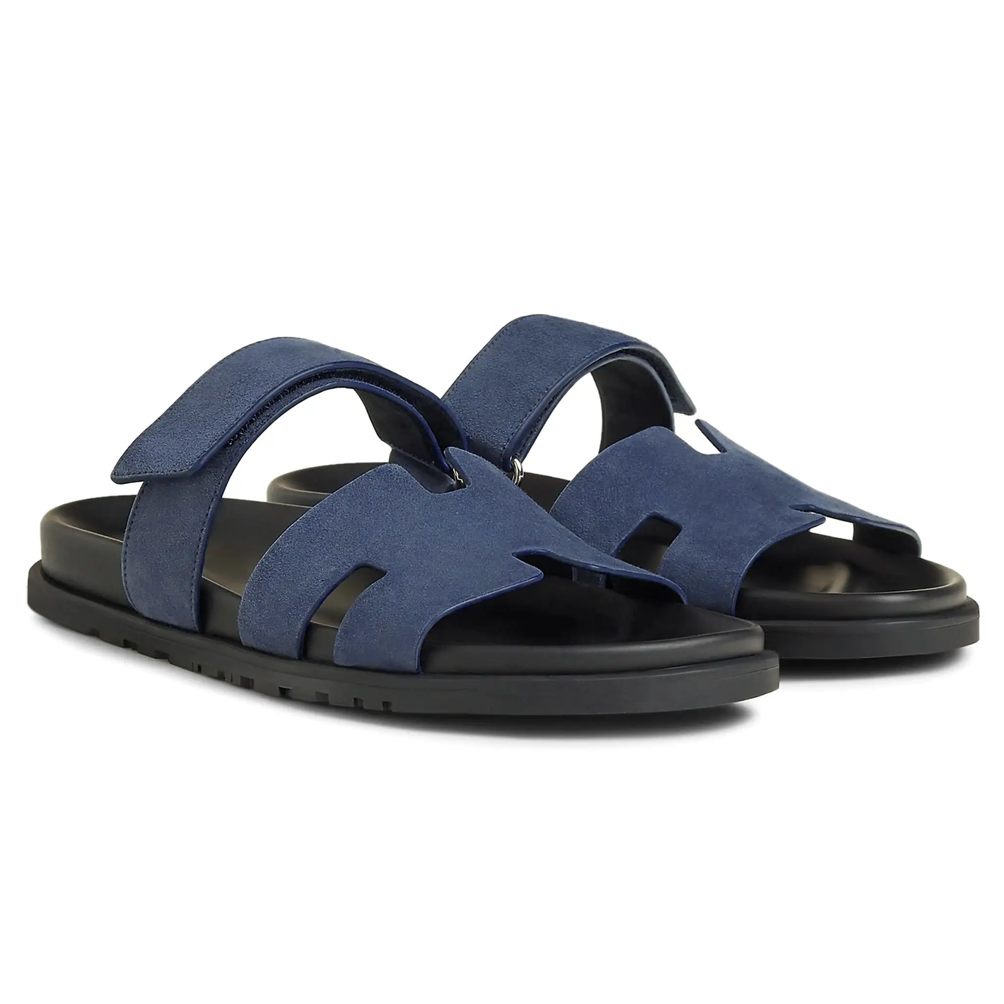 Hermes Paris Chypre Suede Blue Sandal