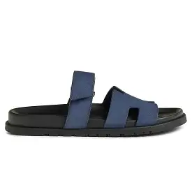 Hermes Paris Chypre Suede Blue Sandal