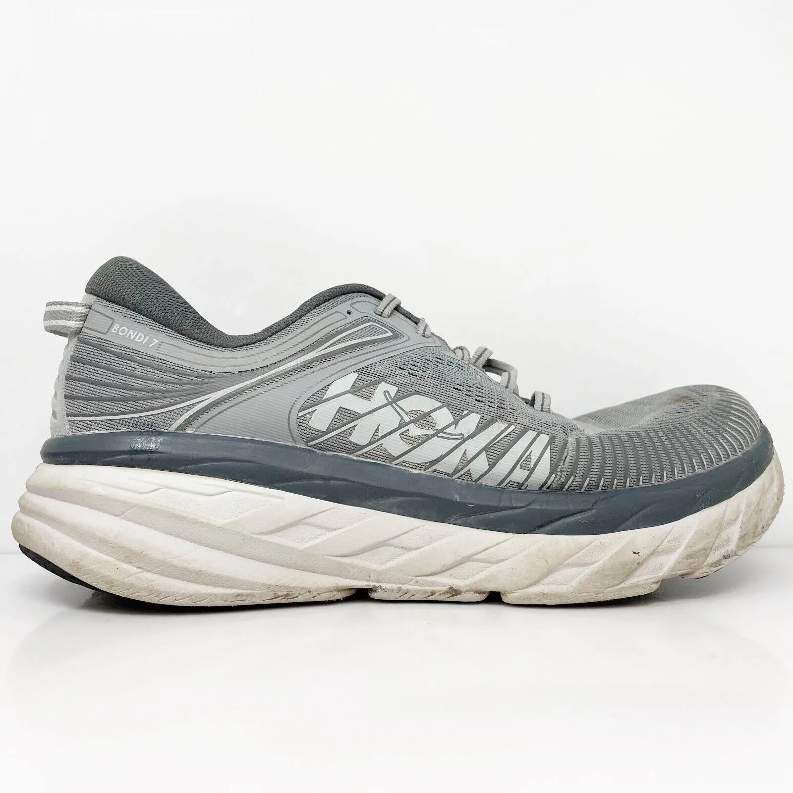 Hoka One One Mens Bondi 7 1110518 WDDS Gray Running Shoes Sneakers Size 10