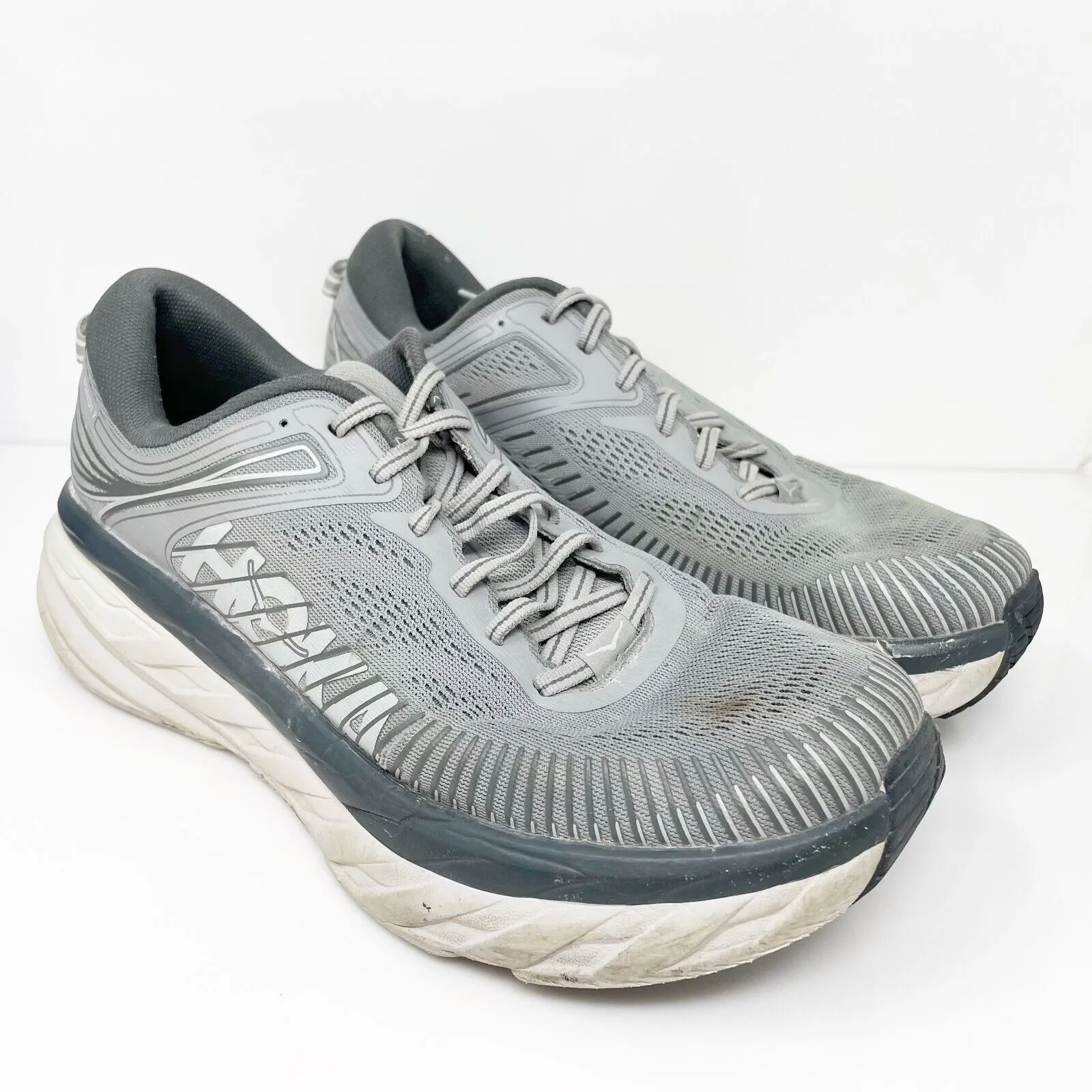 Hoka One One Mens Bondi 7 1110518 WDDS Gray Running Shoes Sneakers Size 10