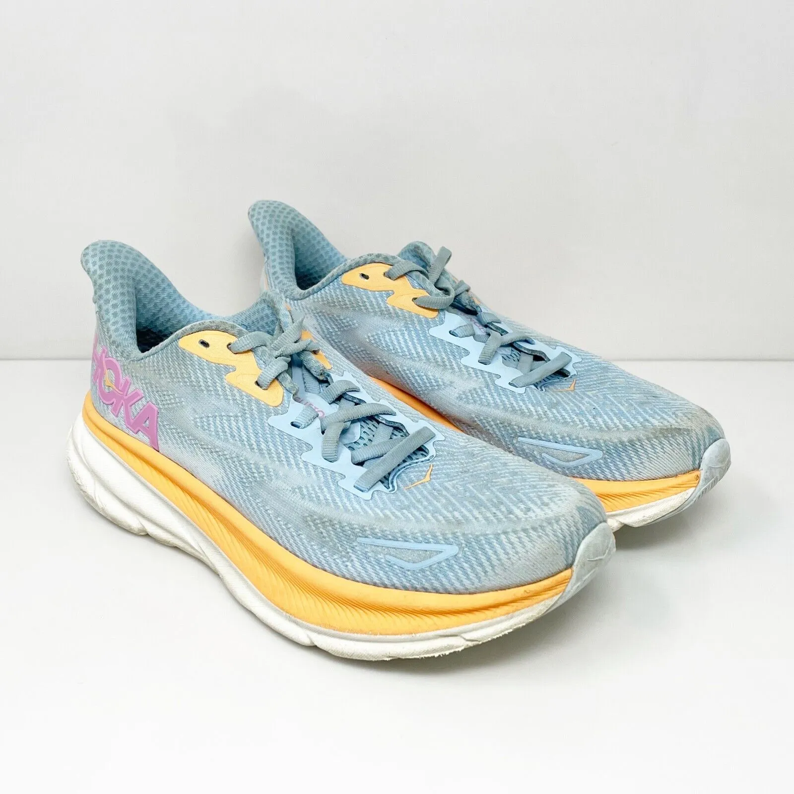 Hoka One One Womens Clifton 9 1127896 ABIW Blue Running Shoes Sneakers Size 7 B