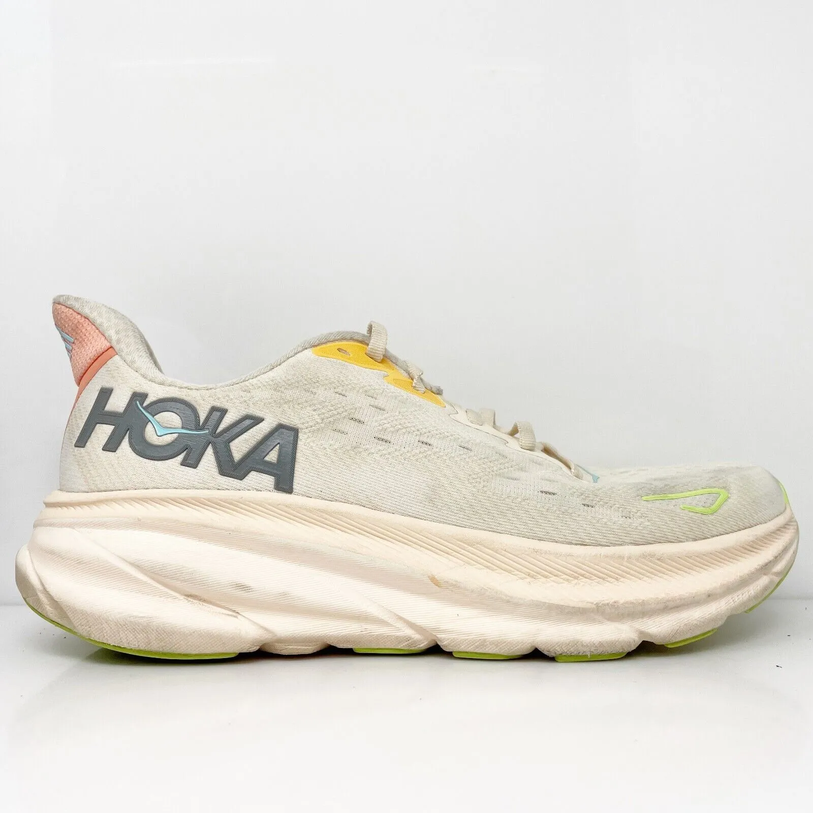 Hoka One One Womens Clifton 9 1127896 VLS Beige Running Shoes Sneakers Size 10 B