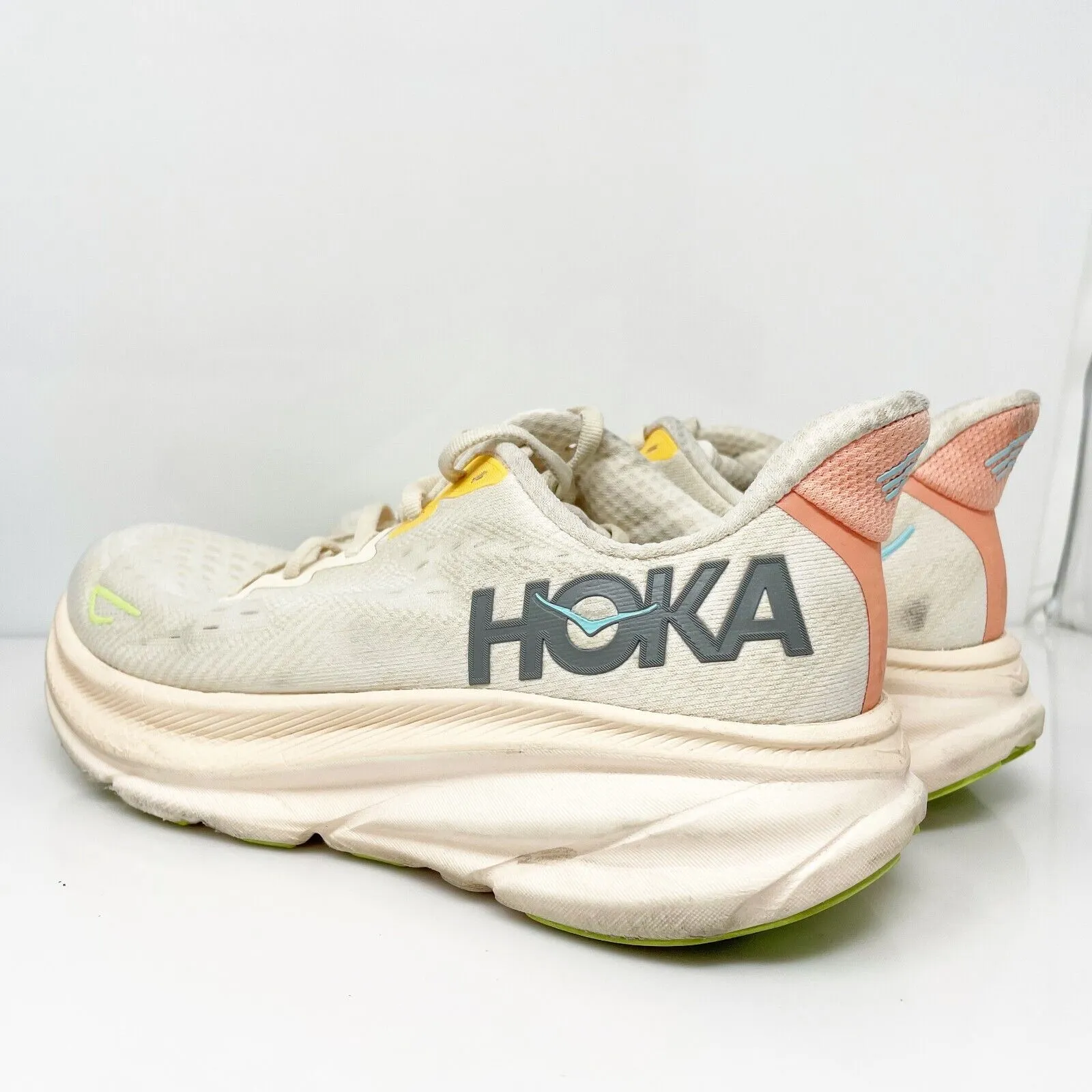 Hoka One One Womens Clifton 9 1127896 VLS Beige Running Shoes Sneakers Size 10 B