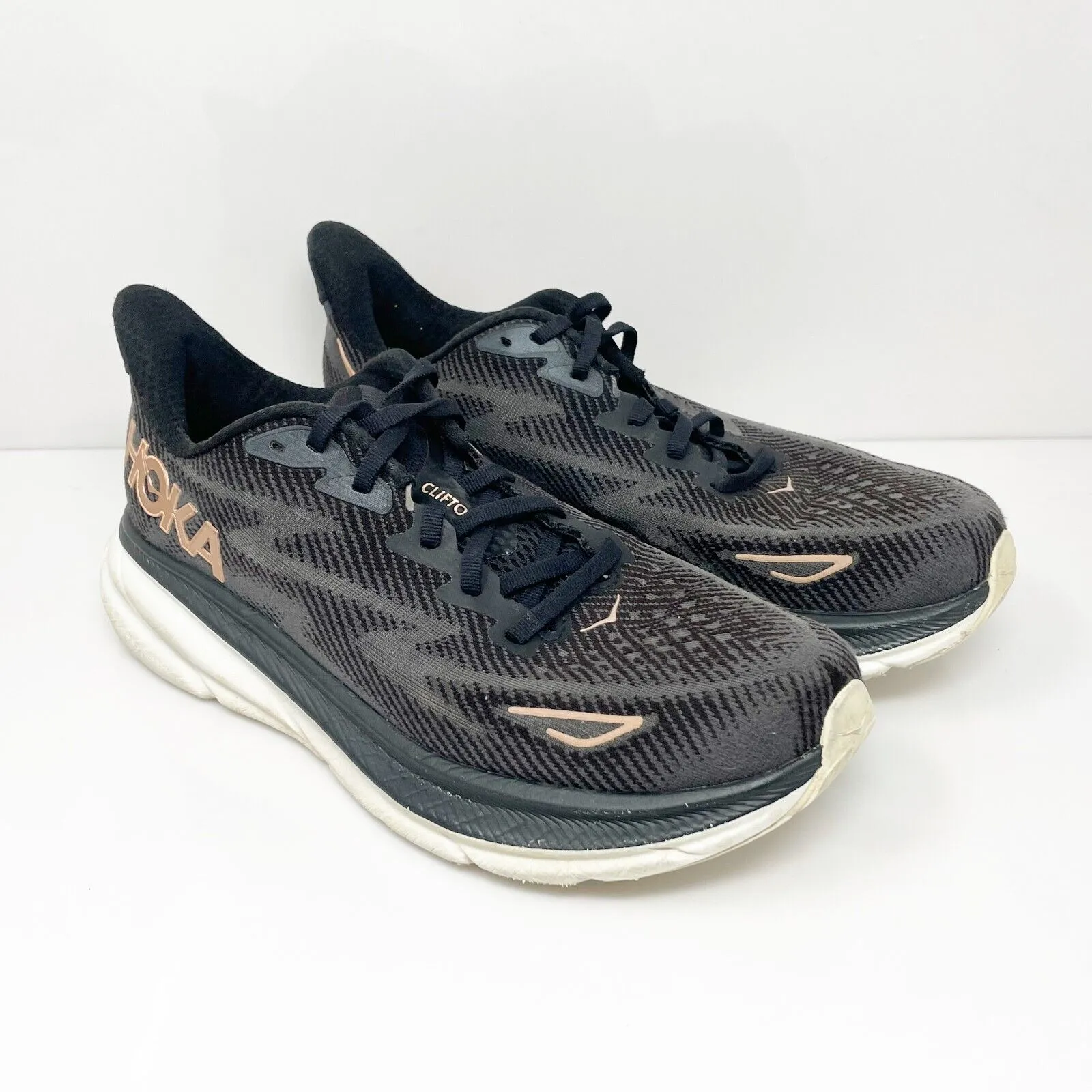 Hoka One One Womens Clifton 9 1132211 BRGL Black Running Shoes Sneakers Sz 9.5 D