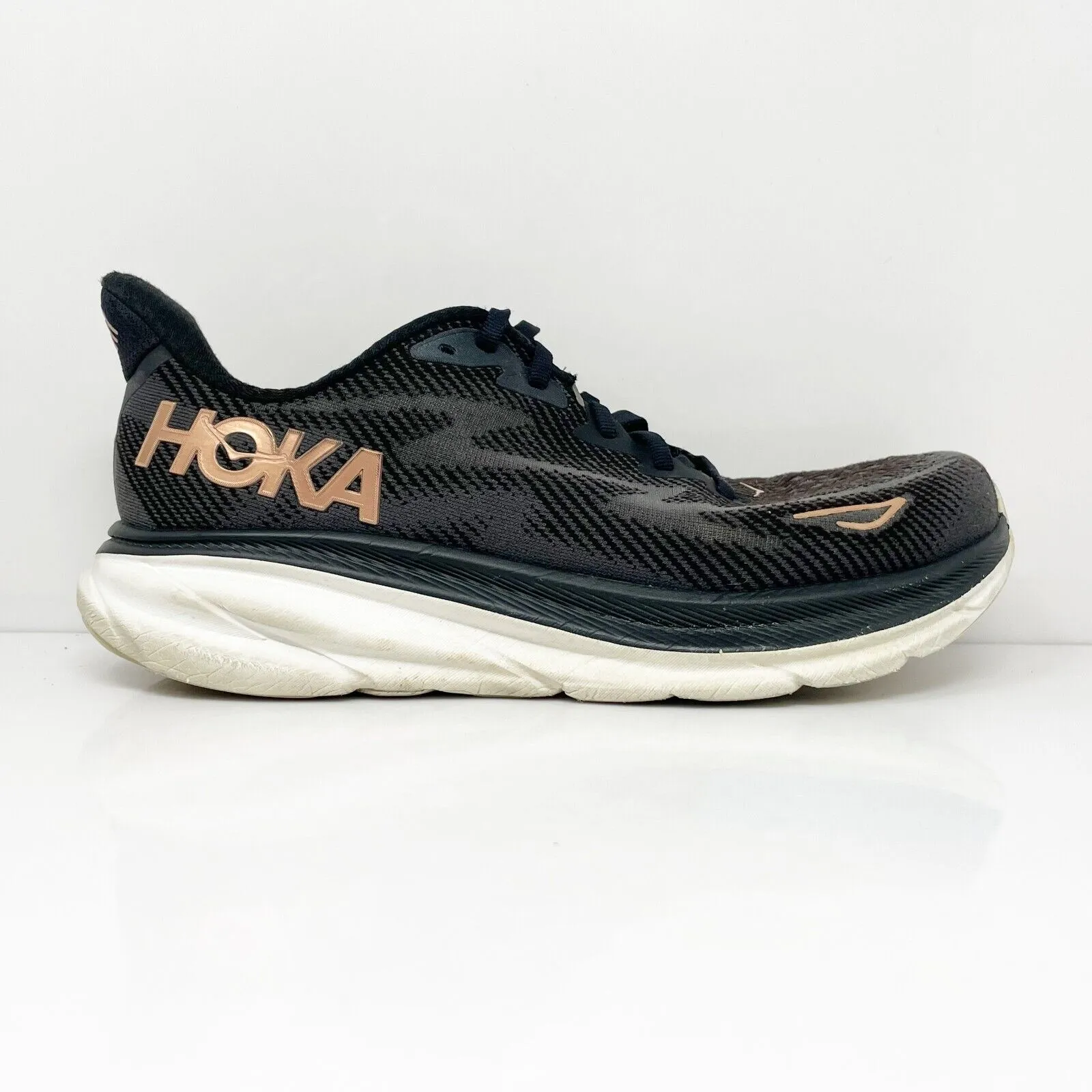 Hoka One One Womens Clifton 9 1132211 BRGL Black Running Shoes Sneakers Sz 9.5 D