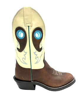 'Hondo Boots' Men's 12 Waxy Cowhide Western Round Toe - Brown Waxy / Bone