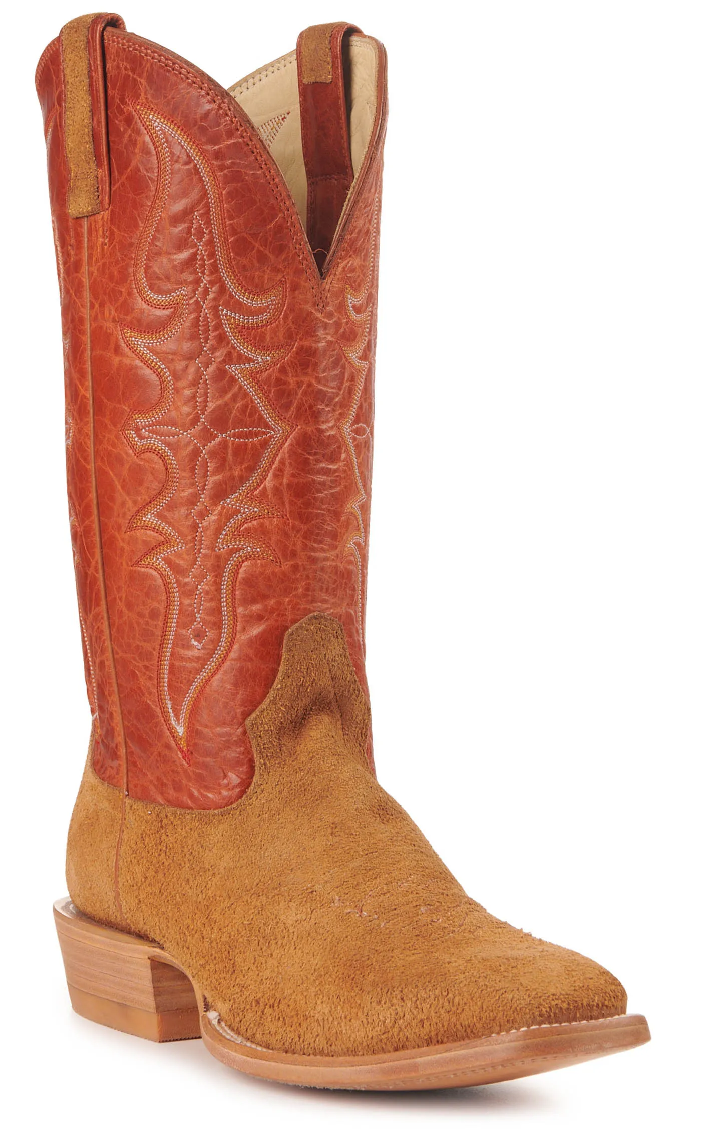 Hondo Men's Mango and Maple Brown Roughout Square Toe Cowboy Boots