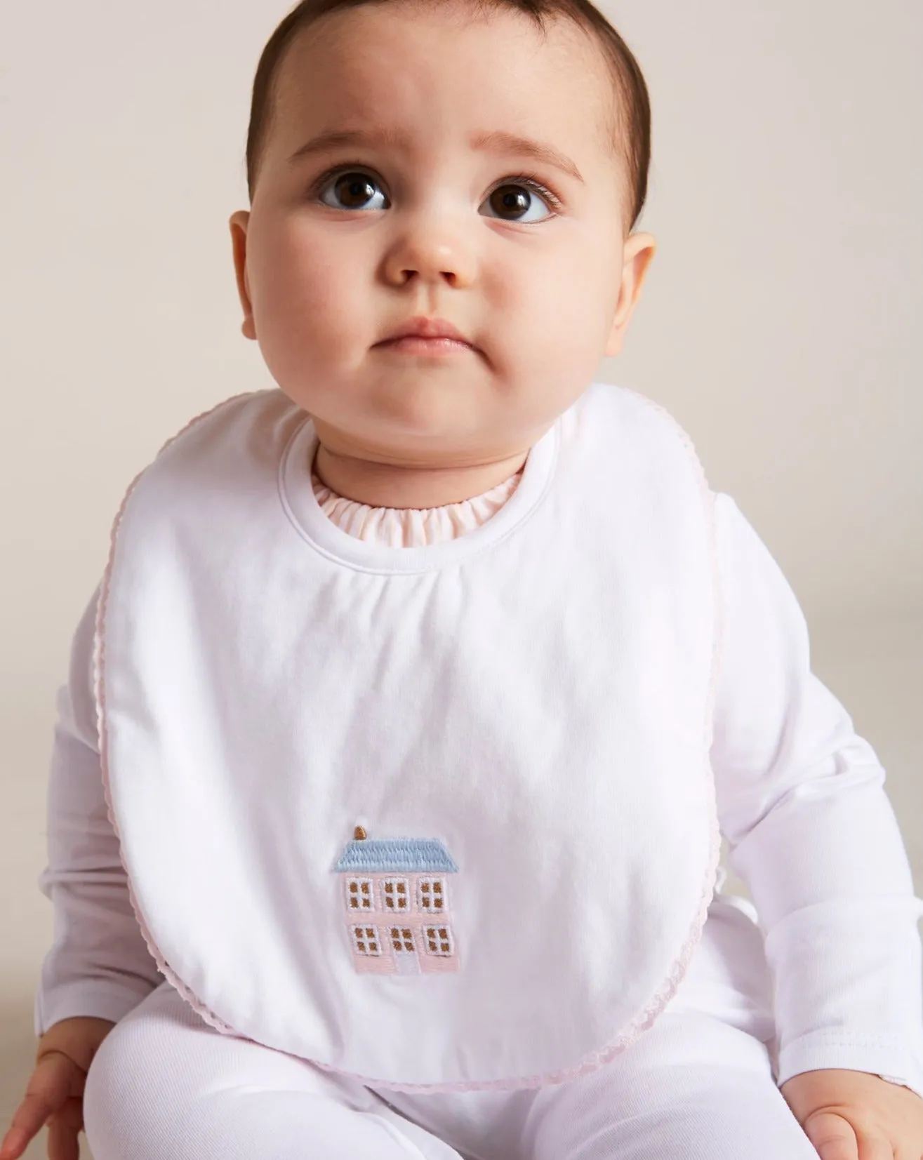 House Embroidered Cotton Bib