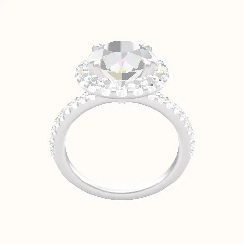 illusion Pave Engagement Ring With Halo with Double Prong Head