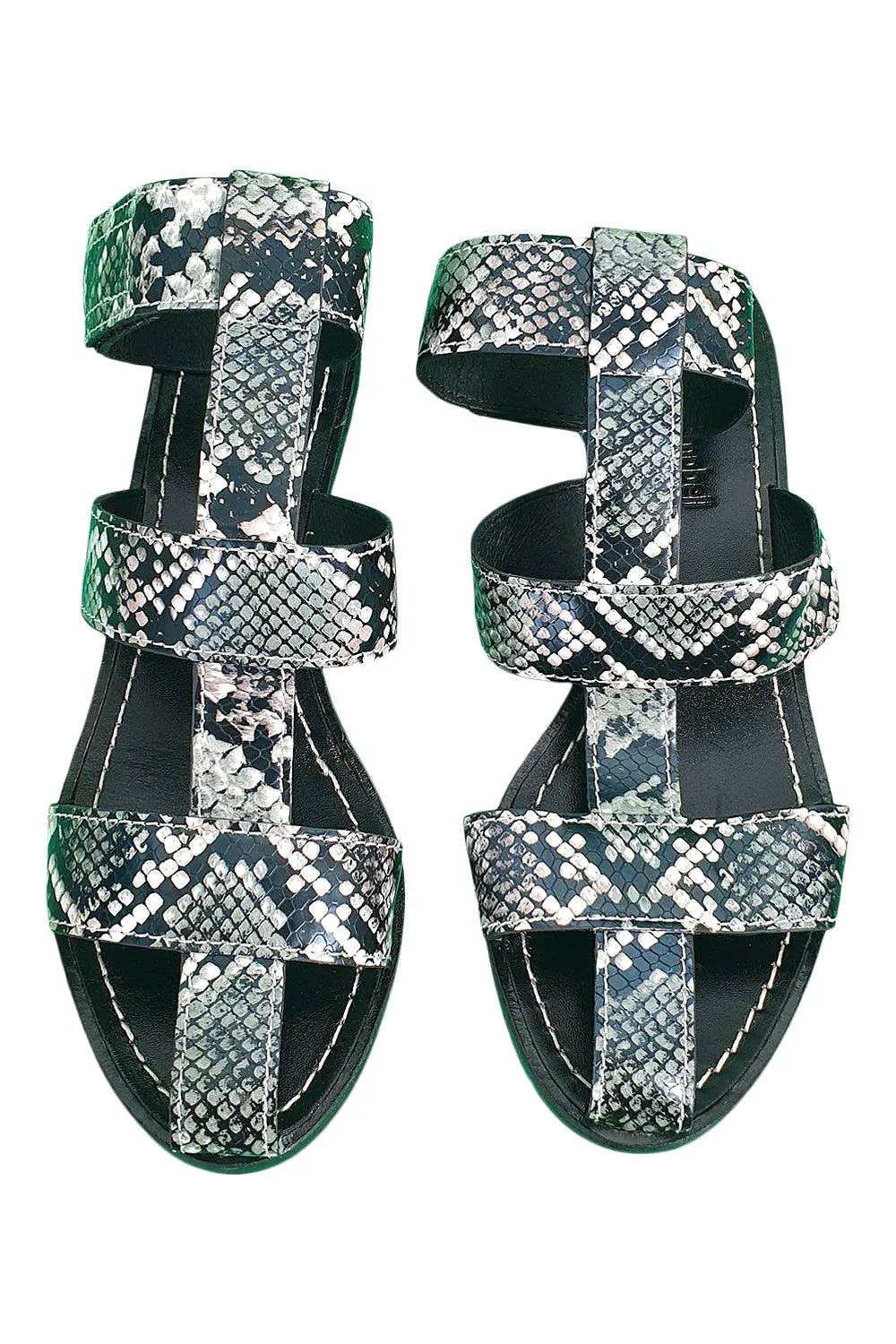 JEFFREY CAMPBELL Grey Snake Skin Effect Gladiator Sandals (US 7.5 | UK 5.5)