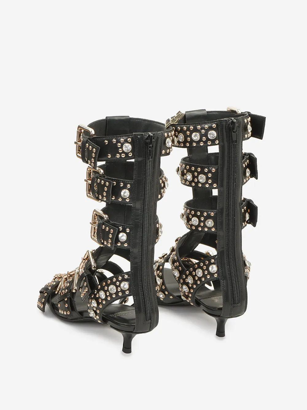 Jeffrey campbell - Sandalo gladiatore con fibbie, borchie e strass modello Plasmatic