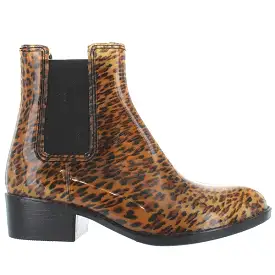 Jeffrey Campbell Stormy - High Gloss Cheetah Rubber Pull-On Rain Boot