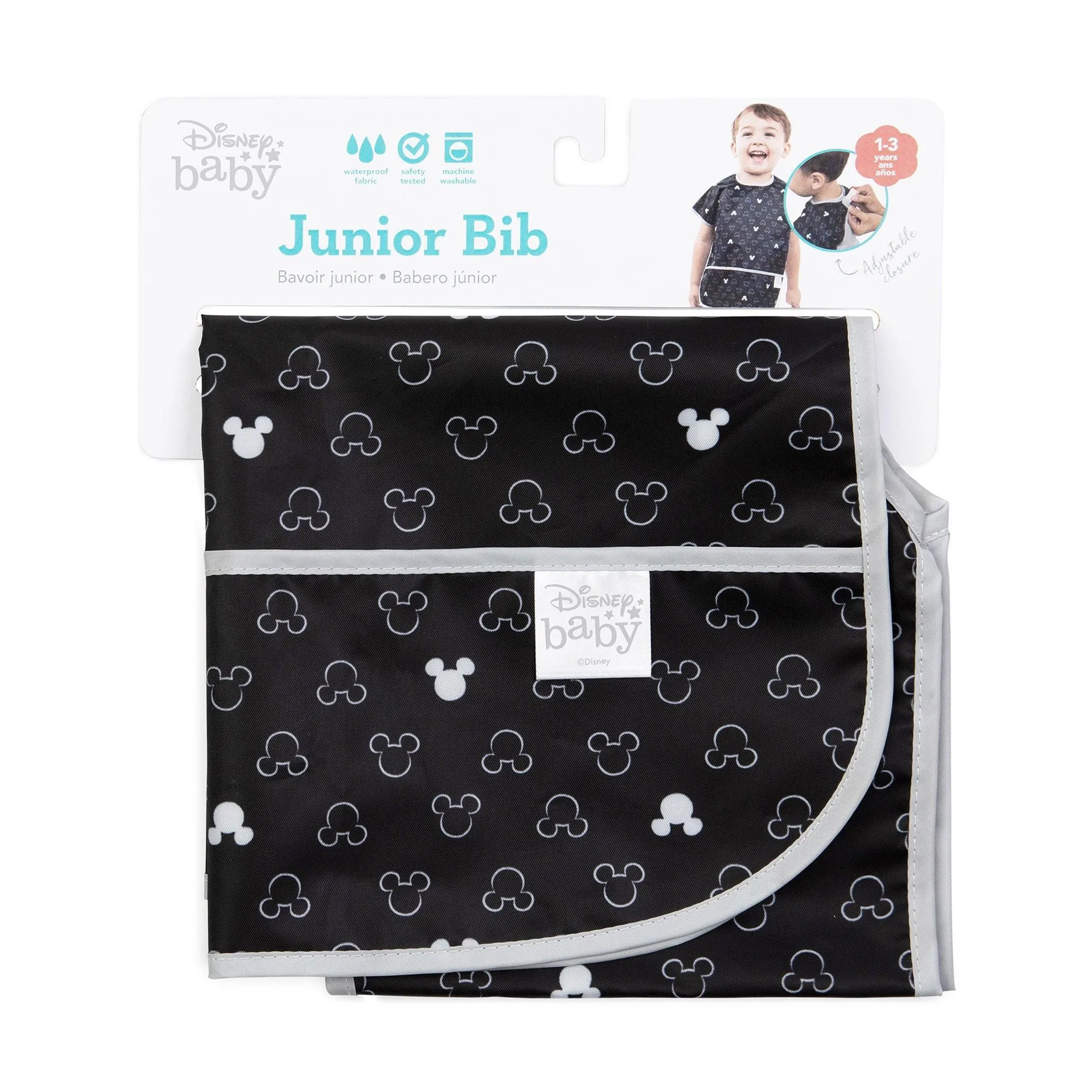 Junior Bib: Mickey Mouse Icon Black + White