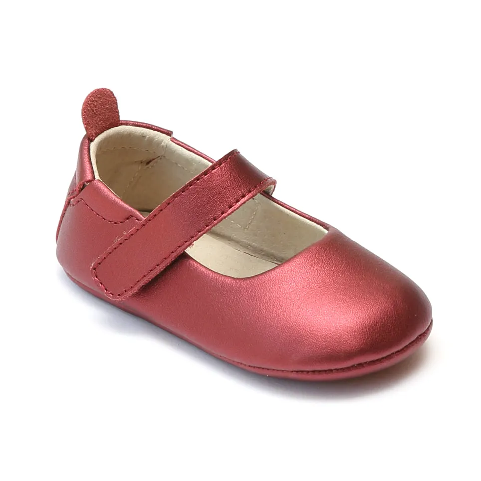 L'Amour Infant Girls Metallic Leather Crib Mary Janes