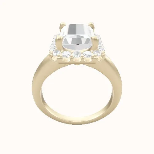 Modern Knife Edge Engagement Ring With Halo Head