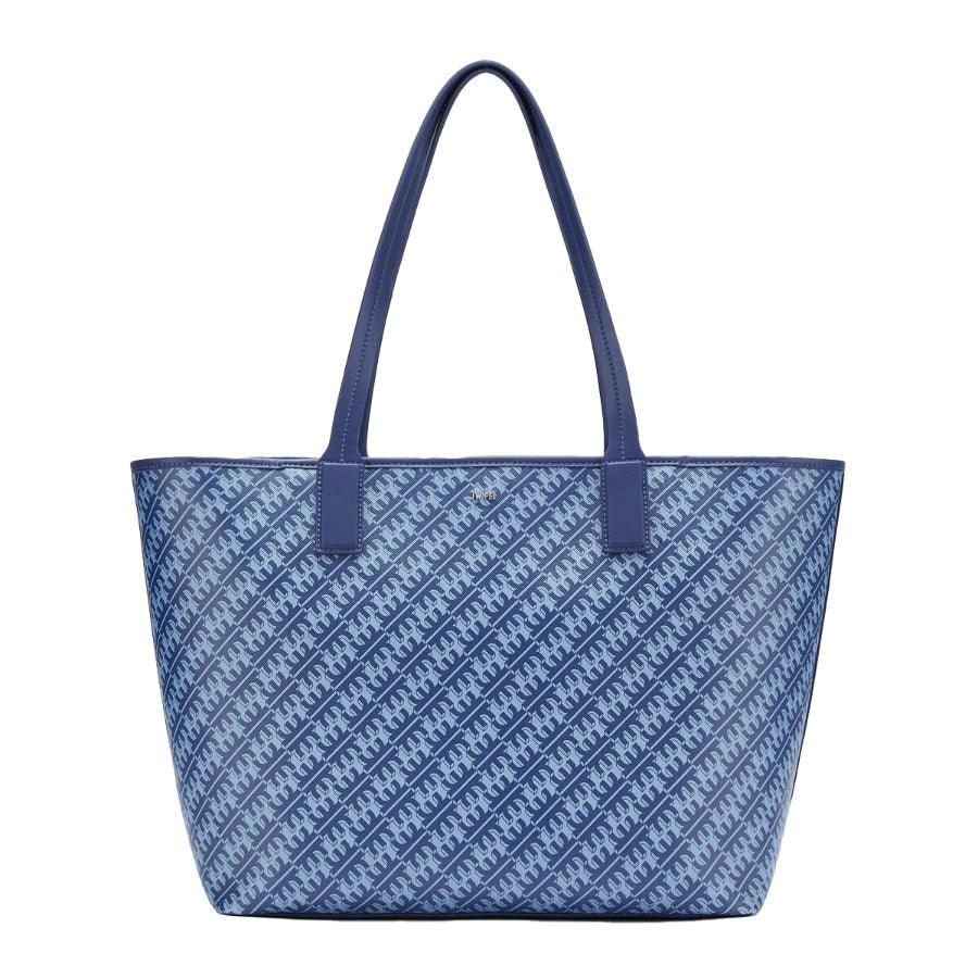 Navy Blue FEI Monogram Tote Shoulder Bag