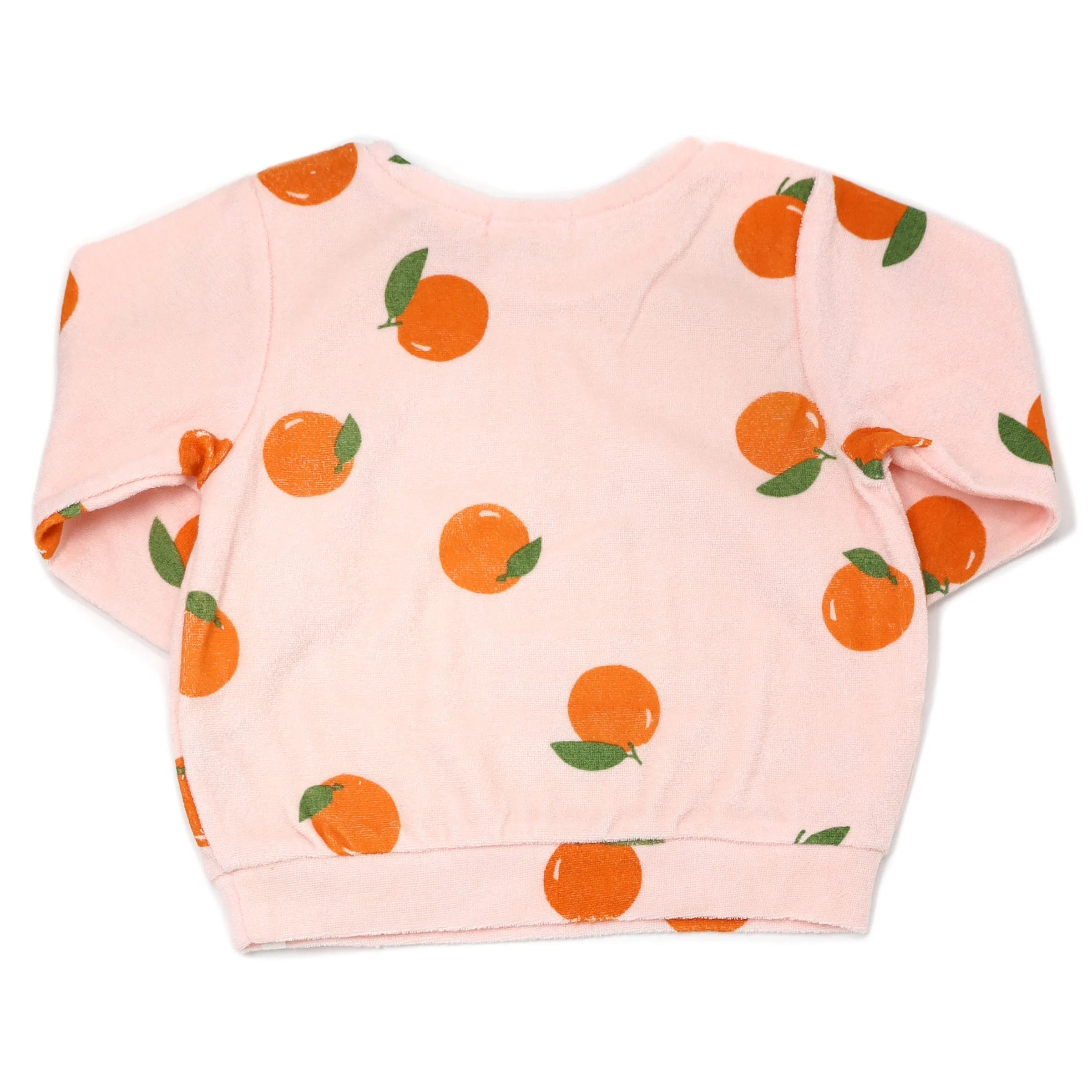 oh baby! Cotton Terry Brooklyn Boxy Sweatshirt - Oranges Print - Pale Pink