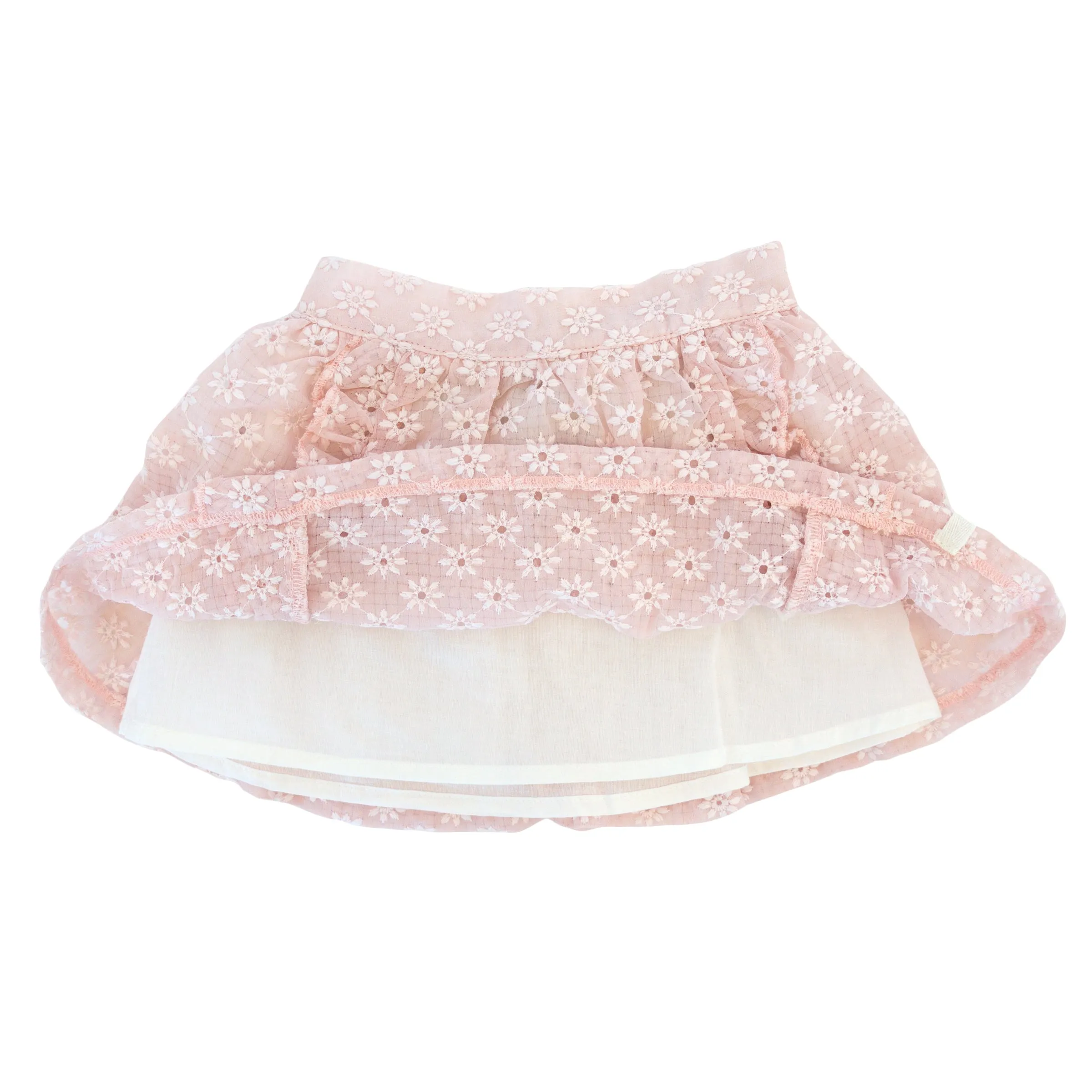 oh baby! Millie Skirt - Embroidered Daisies - Pale Pink