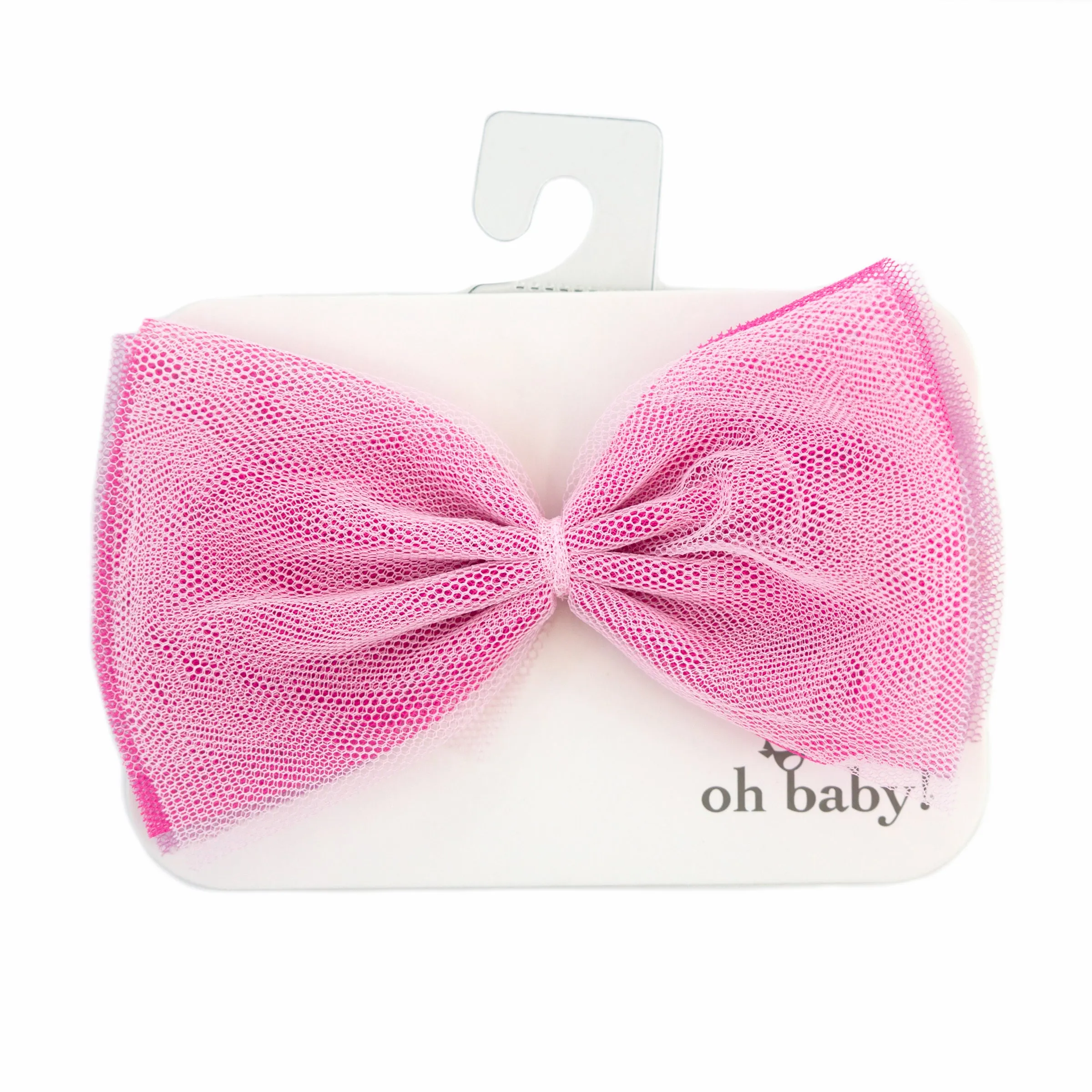 oh baby! Ombre Bow on Nylon Headband - Cotton Candy